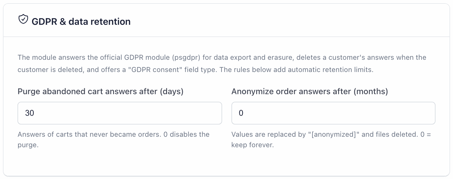 Ajustes de RGPD y conservación de datos