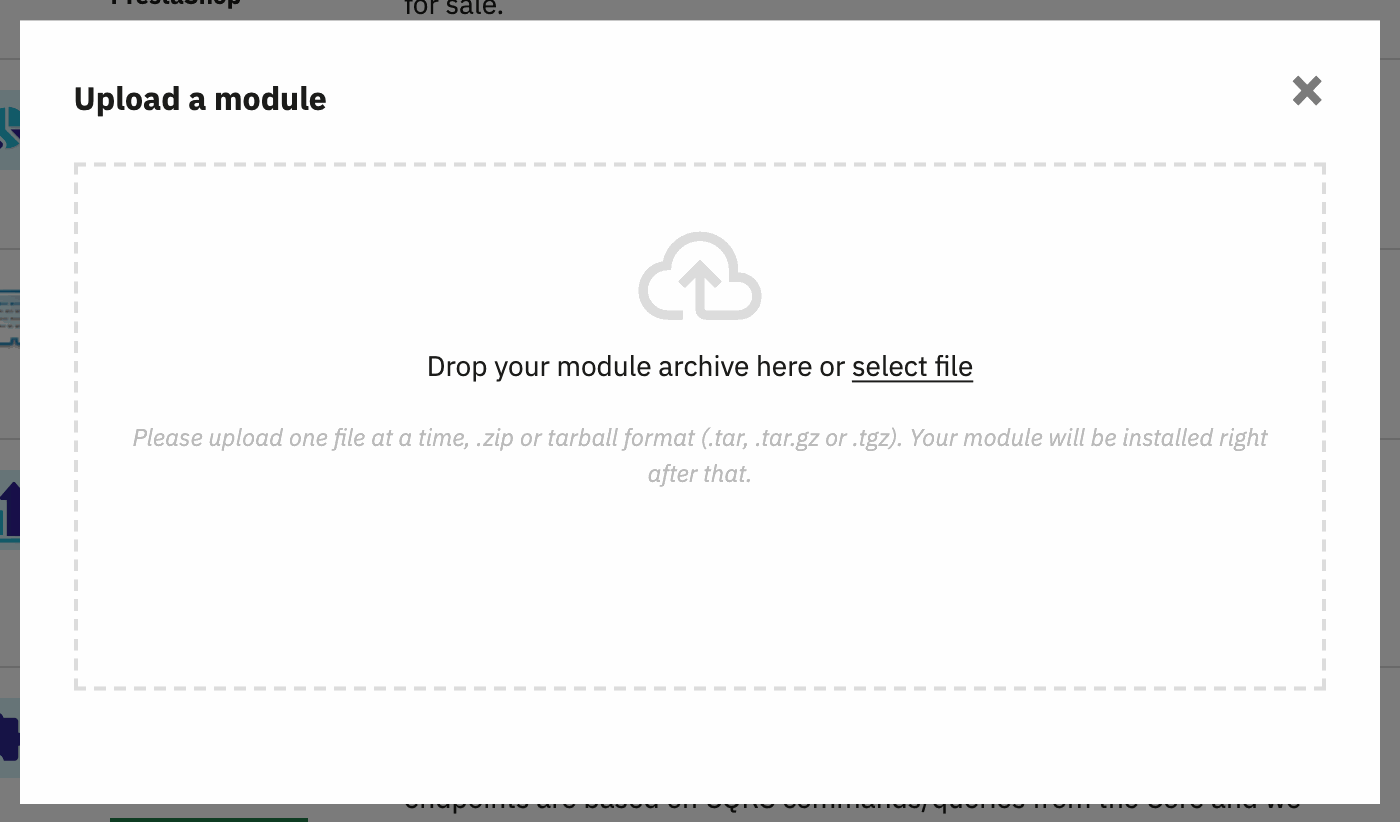 Ventana Upload a module